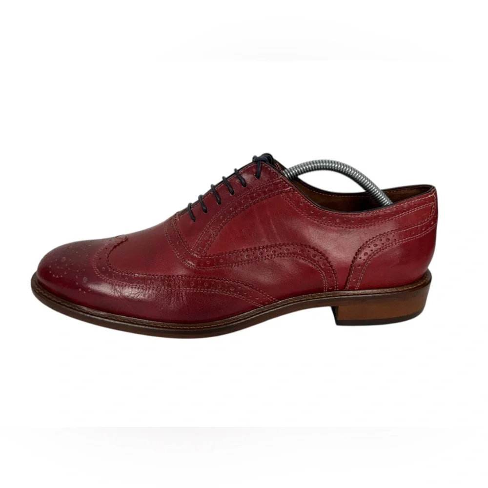 Mercanti Fiorentini Red Leather Wing Tip Oxford Mens Shoes US 11 M Casual